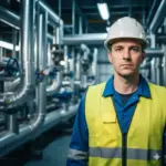 David, Conducteur de Travaux BTP, coordonnant un chantier avec échafaudage